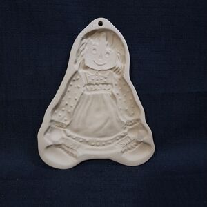 Vintage Brown Bag Cookie Mold Sitting Girl Doll Polka Dot Hill Design Inc. 1985